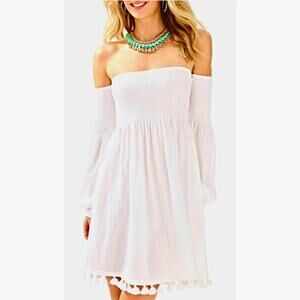 Lilly Pulitzer Trina Off-The-Shoulder Beach Dress White Large